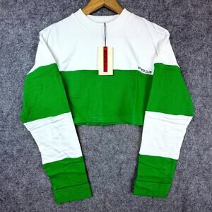 Atoir Sports Club Team Player Crop Jumper Sweater Womens 2 White Green Crewneck